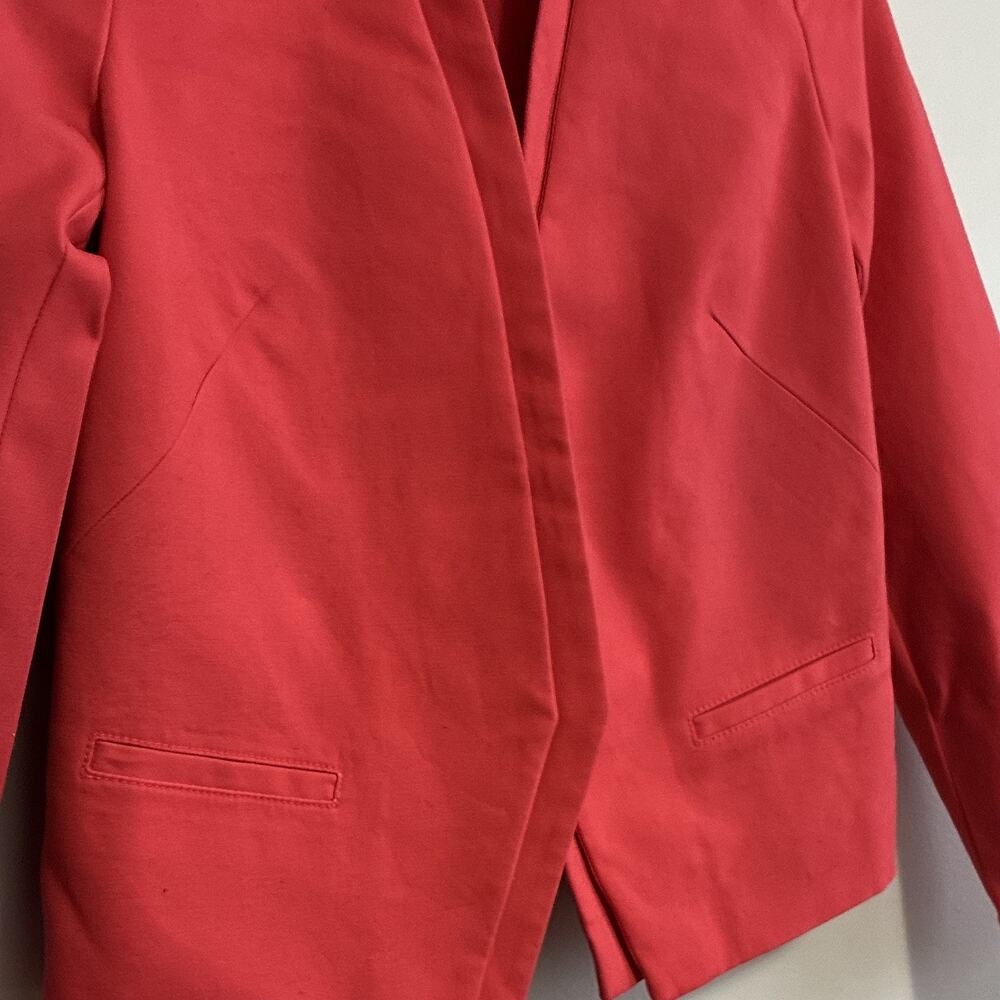Worthington Collarless Open Front Crop Blazer Jacket Coral Pink Size 4 - Picture 3 of 7